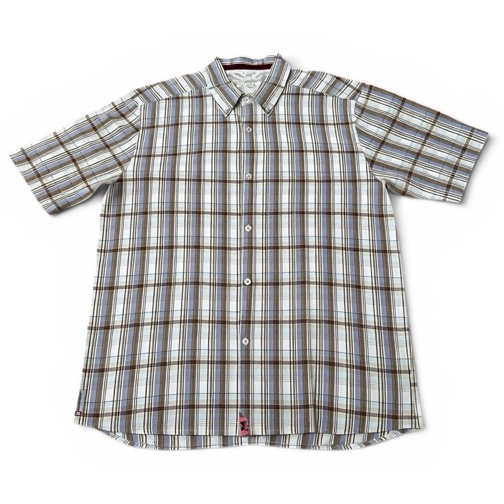 Quiksilver Mens Plaid Button Front Shirt Medium Short Sleeve Cotton